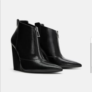 Zara Black Ankle Boots with Wedge Heel